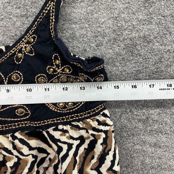 Angie Top Women M Medium Black Geometric Sleeveless Round Neck Wide Strap Rayon - Picture 3 of 6